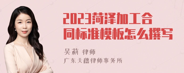 2023菏泽加工合同标准模板怎么撰写