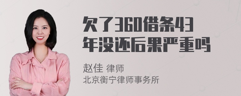 欠了360借条43年没还后果严重吗