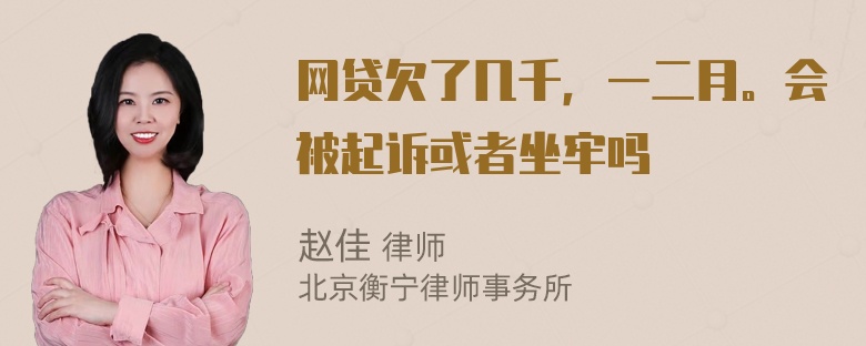 网贷欠了几千，一二月。会被起诉或者坐牢吗