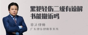 累犯轻伤二级有谅解书能撤诉吗