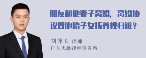 朋友和他妻子离婚，离婚协议双胞胎子女抚养权归谁？