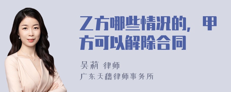 乙方哪些情况的，甲方可以解除合同