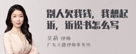 别人欠我钱，我想起诉，诉讼书怎么写