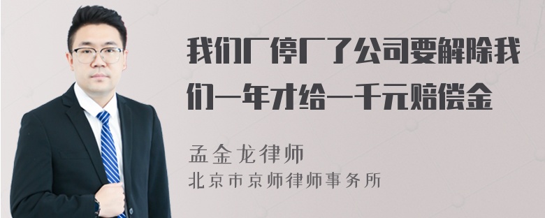 我们厂停厂了公司要解除我们一年才给一千元赔偿金