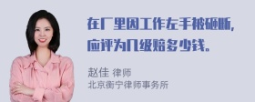 在厂里因工作左手被砸断，应评为几级赔多少钱。