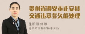 贵州省遵义市正安县交通违章多久能处理