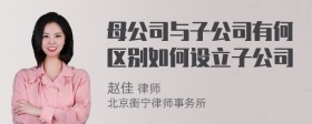 母公司与子公司有何区别如何设立子公司