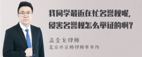 我同学最近在忙名誉权呢，侵害名誉权怎么举证的啊？