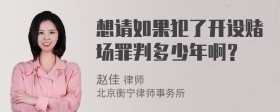 想请如果犯了开设赌场罪判多少年啊？