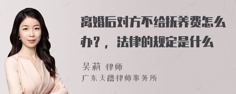 离婚后对方不给抚养费怎么办？，法律的规定是什么