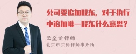 公司要追加股东，对于执行中追加唯一股东什么意思？