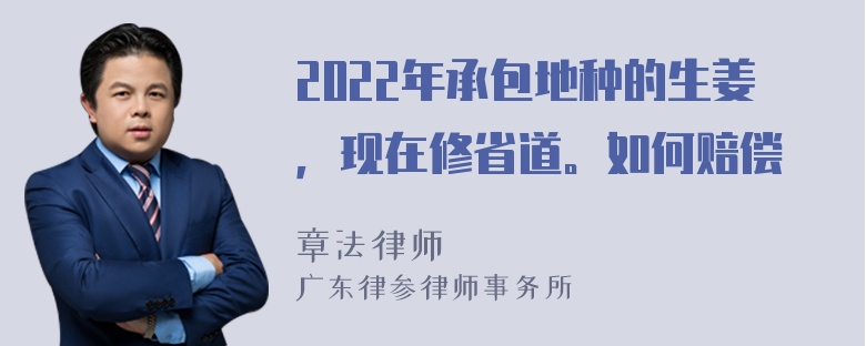 2022年承包地种的生姜，现在修省道。如何赔偿