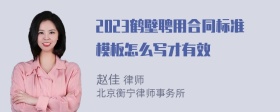 2023鹤壁聘用合同标准模板怎么写才有效