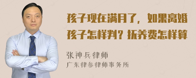 孩子现在满月了，如果离婚孩子怎样判？抚养费怎样算