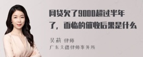 网贷欠了9000超过半年了，面临的催收后果是什么