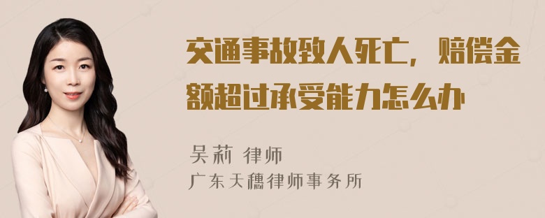 交通事故致人死亡，赔偿金额超过承受能力怎么办