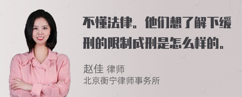 不懂法律。他们想了解下缓刑的限制成刑是怎么样的。