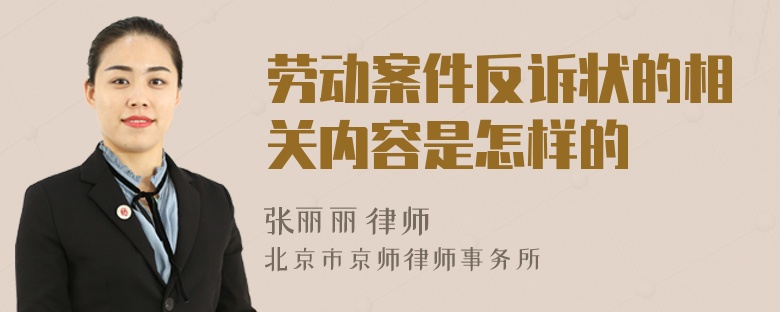 劳动案件反诉状的相关内容是怎样的