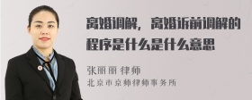 离婚调解，离婚诉前调解的程序是什么是什么意思