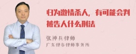 归为激情杀人，有可能会判被告人什么刑法