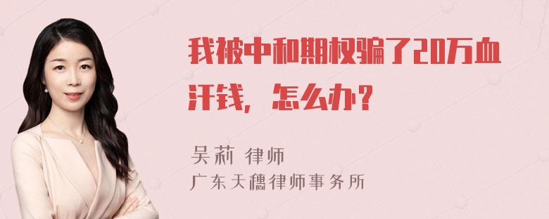 我被中和期权骗了20万血汗钱，怎么办？