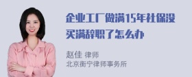 企业工厂做满15年社保没买满辞职了怎么办