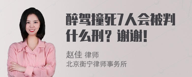 醉驾撞死7人会被判什么刑？谢谢！