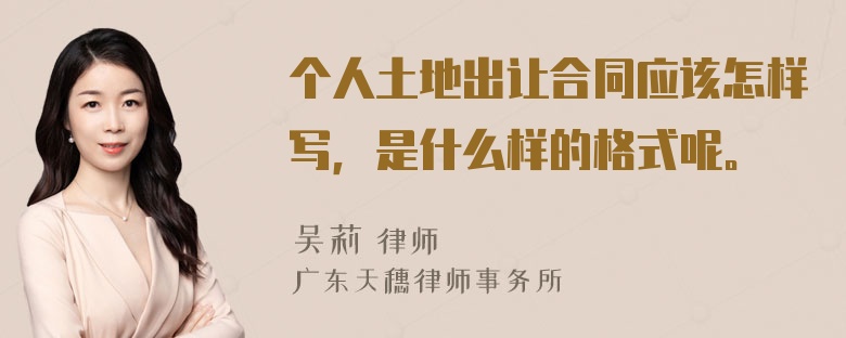 个人土地出让合同应该怎样写，是什么样的格式呢。