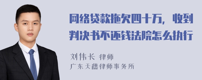 网络贷款拖欠四十万，收到判决书不还钱法院怎么执行