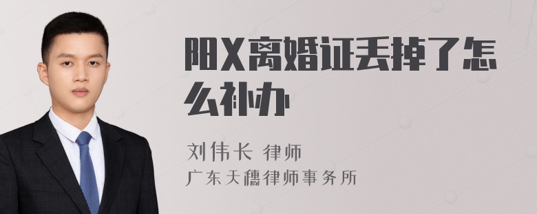 阳X离婚证丢掉了怎么补办