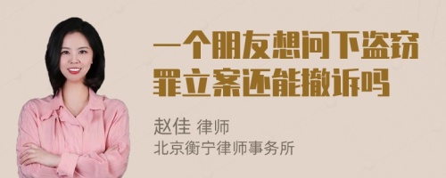 一个朋友想问下盗窃罪立案还能撤诉吗