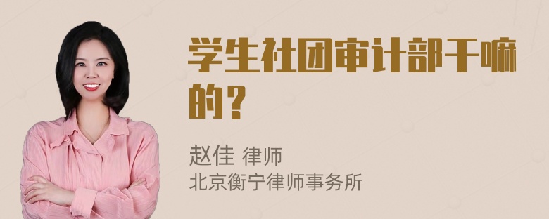 学生社团审计部干嘛的？