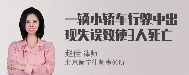 一辆小轿车行驶中出现失误致使3人死亡