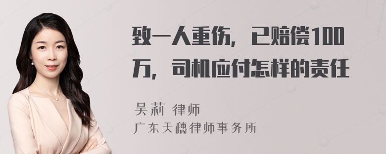 致一人重伤，已赔偿100万，司机应付怎样的责任