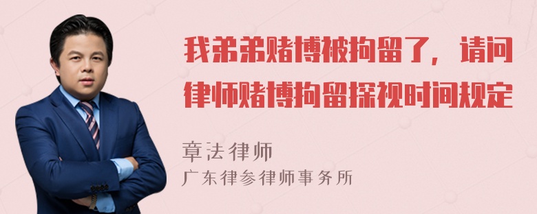 我弟弟赌博被拘留了，请问律师赌博拘留探视时间规定