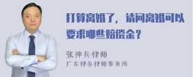 打算离婚了，请问离婚可以要求哪些赔偿金？