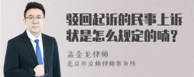 驳回起诉的民事上诉状是怎么规定的喃？