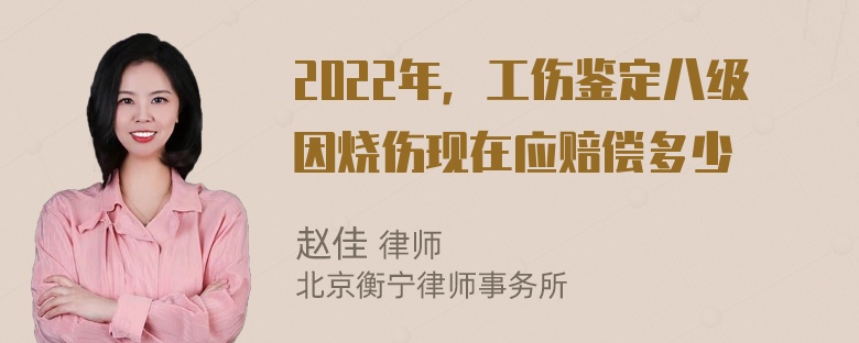 2022年，工伤鉴定八级因烧伤现在应赔偿多少