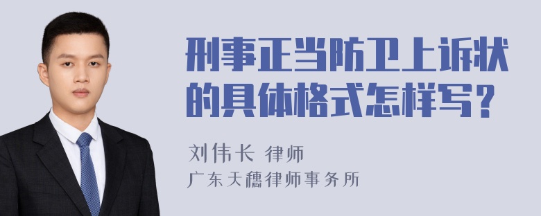 刑事正当防卫上诉状的具体格式怎样写？