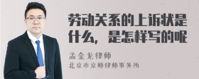 劳动关系的上诉状是什么，是怎样写的呢