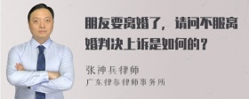 朋友要离婚了，请问不服离婚判决上诉是如何的？