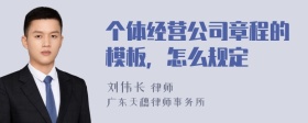 个体经营公司章程的模板，怎么规定