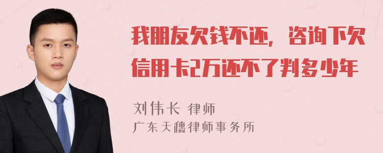 我朋友欠钱不还，咨询下欠信用卡2万还不了判多少年