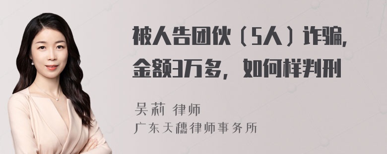 被人告团伙（5人）诈骗，金额3万多，如何样判刑