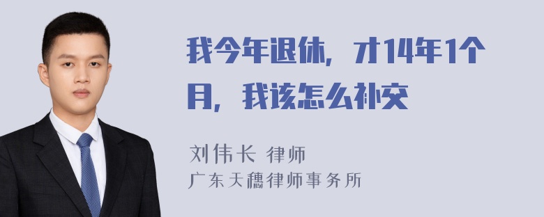 我今年退休，才14年1个月，我该怎么补交