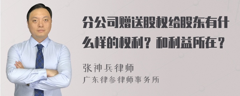 分公司赠送股权给股东有什么样的权利？和利益所在？