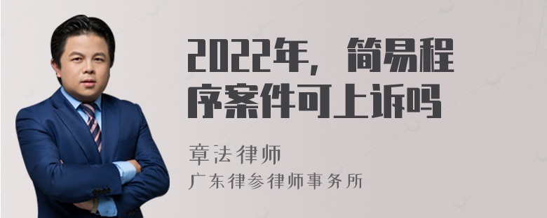 2022年，简易程序案件可上诉吗