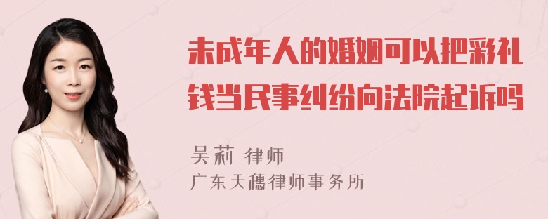 未成年人的婚姻可以把彩礼钱当民事纠纷向法院起诉吗