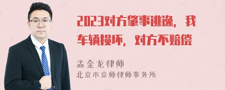 2023对方肇事逃逸，我车辆损坏，对方不赔偿