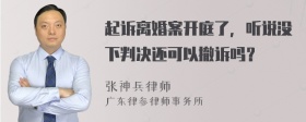 起诉离婚案开庭了，听说没下判决还可以撤诉吗？